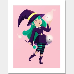 Witch With Ghosts Posters and Art